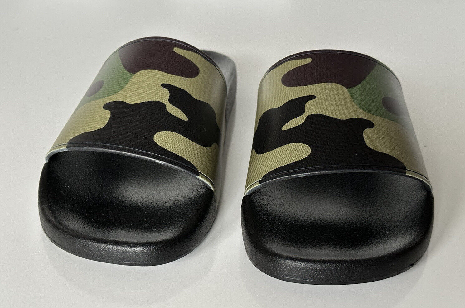 NIB $370 Burberry Camouflage Green Slides Sandals 13 US (46 Euro) 8042712