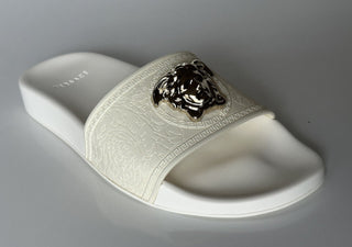 NIB 425 долларов США Versace Босоножки-шлепанцы Medusa Head White 9 US (39 EU) DSR262CN IT 