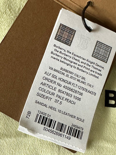 NIB Burberry Женские кожаные шлепанцы с открытым носком персикового цвета 7,5 (37,5) 8047843 IT 
