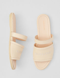 NIB Burberry Женские кожаные шлепанцы с открытым носком персикового цвета 7,5 (37,5) 8047843 IT 
