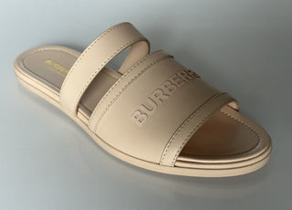 NIB Burberry Женские кожаные шлепанцы с открытым носком персикового цвета 7,5 (37,5) 8047843 IT 