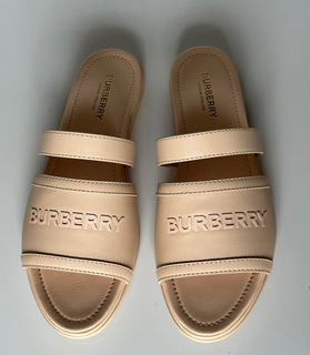 NIB Burberry Женские кожаные шлепанцы с открытым носком персикового цвета 7,5 (37,5) 8047843 IT 