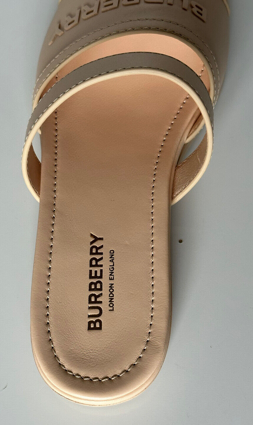 NIB Burberry Женские кожаные шлепанцы с открытым носком персикового цвета 7,5 (37,5) 8047843 IT 