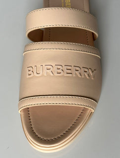 NIB Burberry Женские кожаные шлепанцы с открытым носком персикового цвета 7,5 (37,5) 8047843 IT 