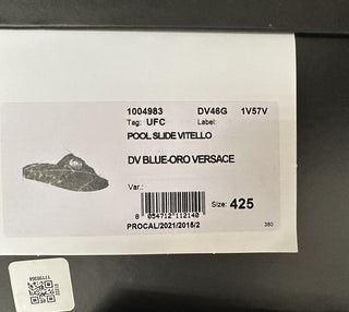 NIB 575 долларов США Versace Gold Medusa Сандалии из кожи/резины Синие 9,5 (42,5) 1004983 IT