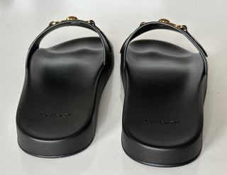 NIB 575 долларов США Versace Gold Medusa Кожаные/резиновые сандалии Черные 13 США (46) 1004983 IT