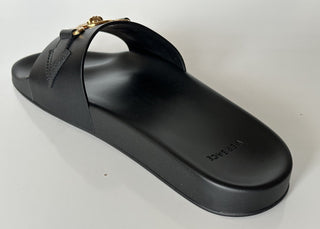 NIB 575 долларов США Versace Gold Medusa Кожаные/резиновые сандалии Черные 13 США (46) 1004983 IT