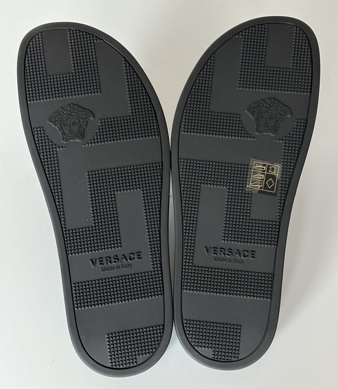 NIB $575 Versace Gold Medusa Leather/Rubber Sandals Black 13 US (46) 1004983 IT