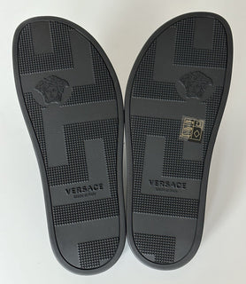 NIB 575 долларов США Versace Gold Medusa Кожаные/резиновые сандалии Черные 13 США (46) 1004983 IT