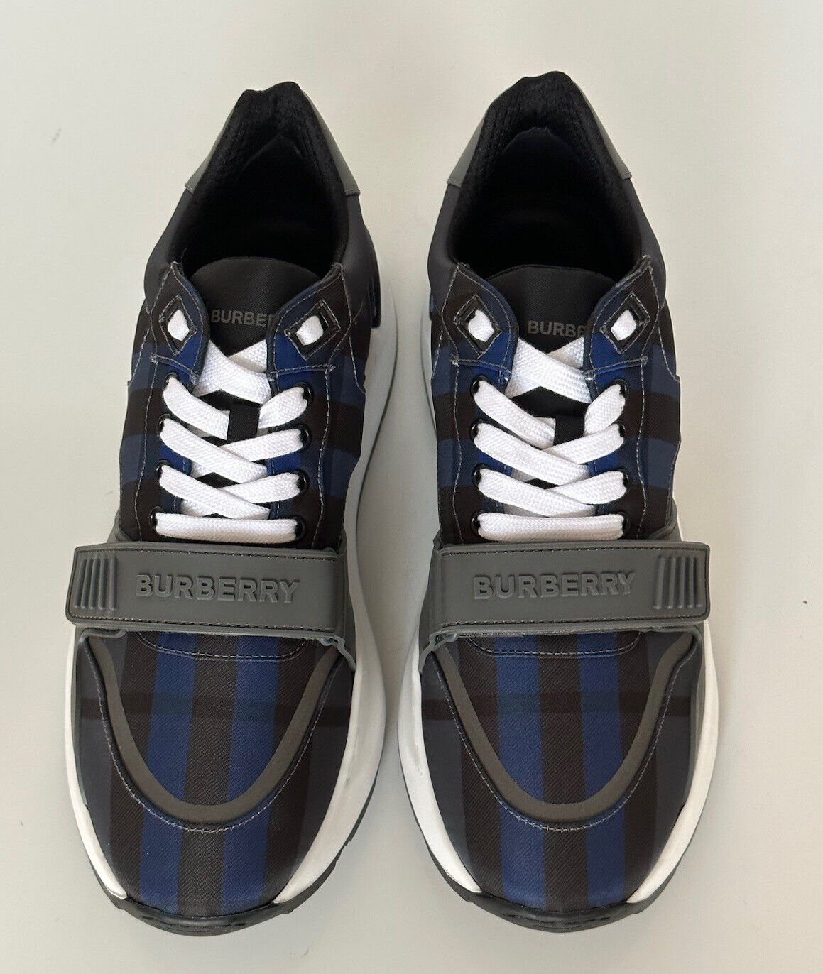 NIB Burberry Ramsey Check Herren-Sneaker in Ozeanblau, 10 US (43 Eu) 8048171 Italien 