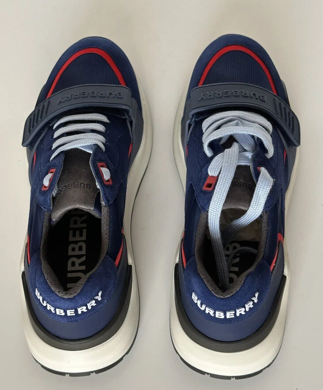 NIB Burberry Ramsey Men's Oceanic Blue Sneakers 11 US (44 Eu) 8045534 Italy