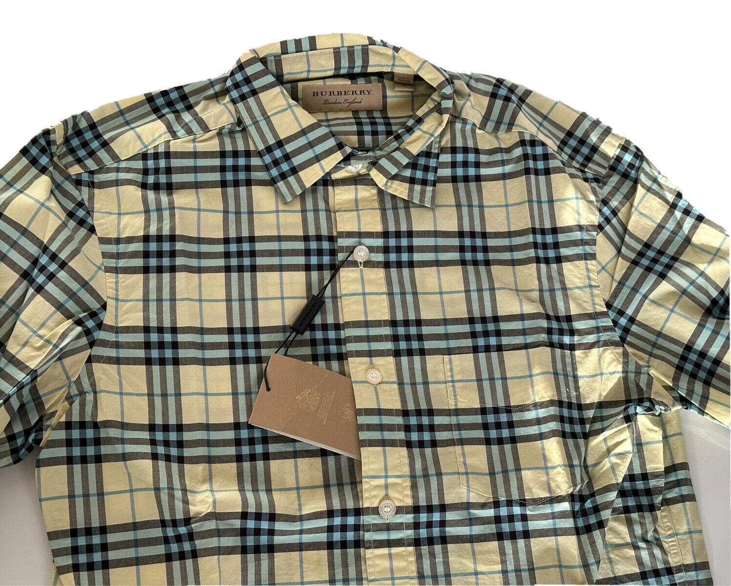 NWT $330 Burberry Brit Men's Chalk Yellow Cotton Button-down Shirt XS 4061808