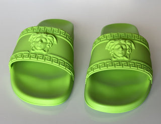 NIB Versace Босоножки-шлепанцы Medusa Head Neon Green 6 США (39 евро) DSU5883 Италия 