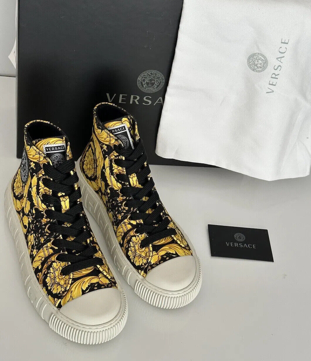NIB 625 $ Versace Medusa Barock-High-Top-Sneaker für Damen in Schwarz 9,5 39,5 1004185 