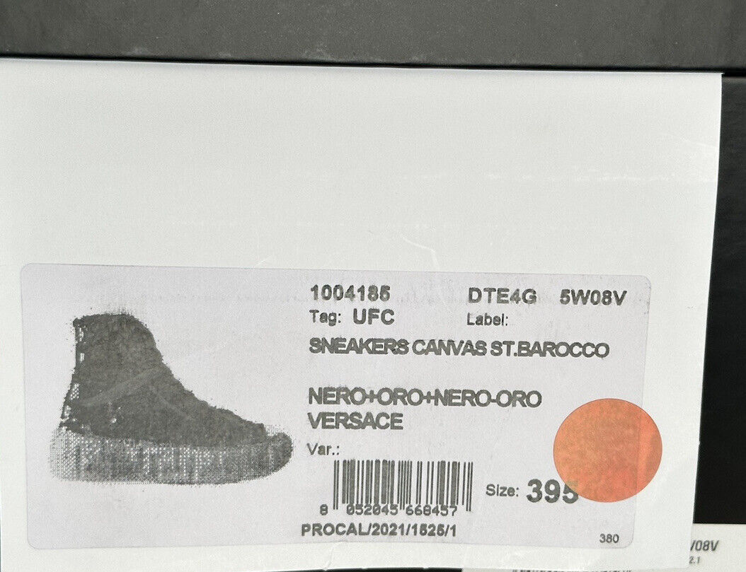 NIB 625 $ Versace Medusa Barock-High-Top-Sneaker für Damen in Schwarz 9,5 39,5 1004185 