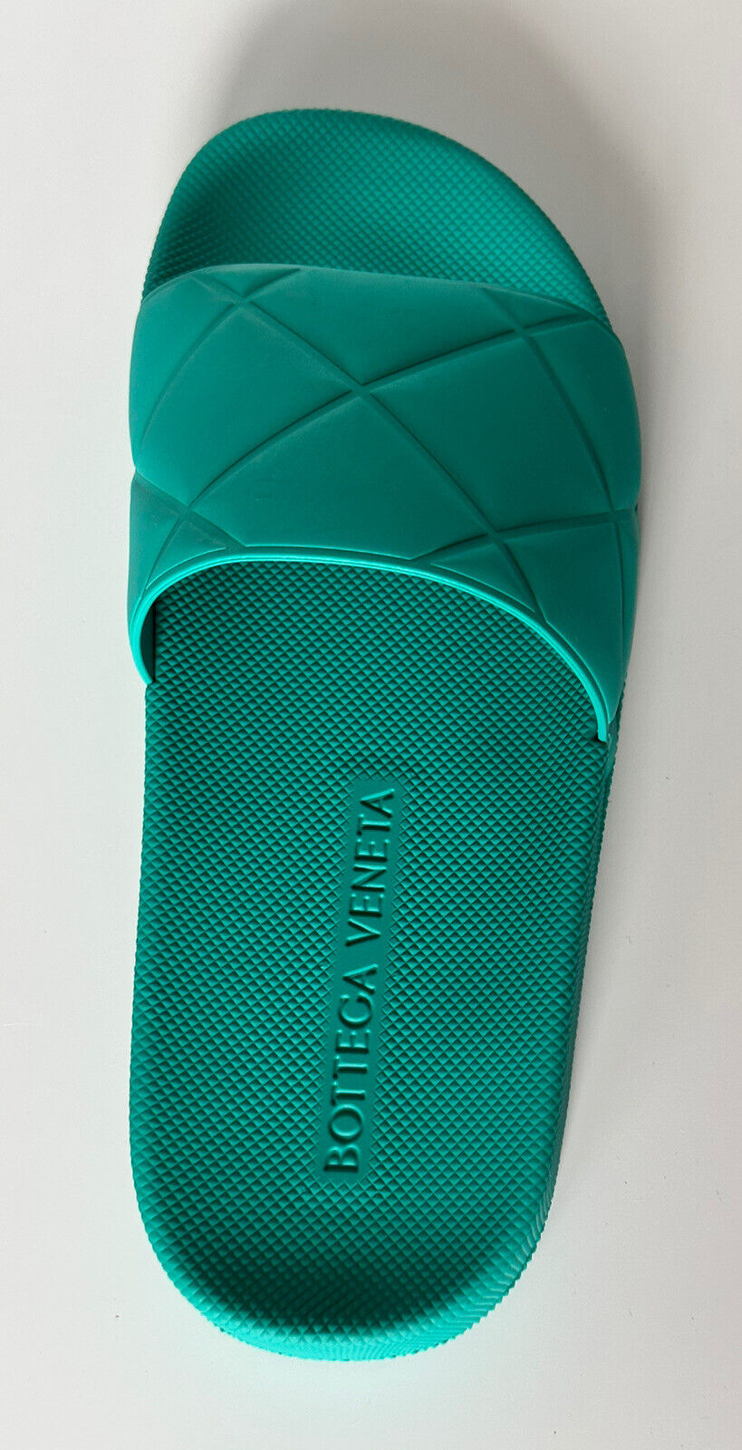 NIB $420 Bottega Veneta Womens Matt Rubber Green Slides Sandals 9 (39) 640051