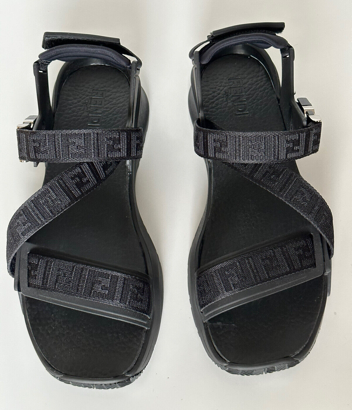 NIB 895 $ Fendi Herren FF Strapped Black Sandalen 11 US/ 10 UK Italien 7X1503