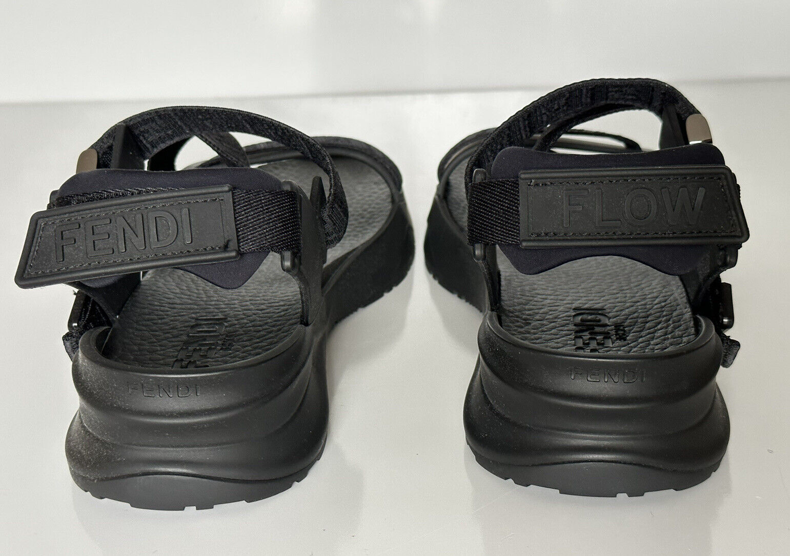 NIB $895 Fendi Men's FF Strapped Black Sandals 12 US/ 11 UK Italy 7X1503