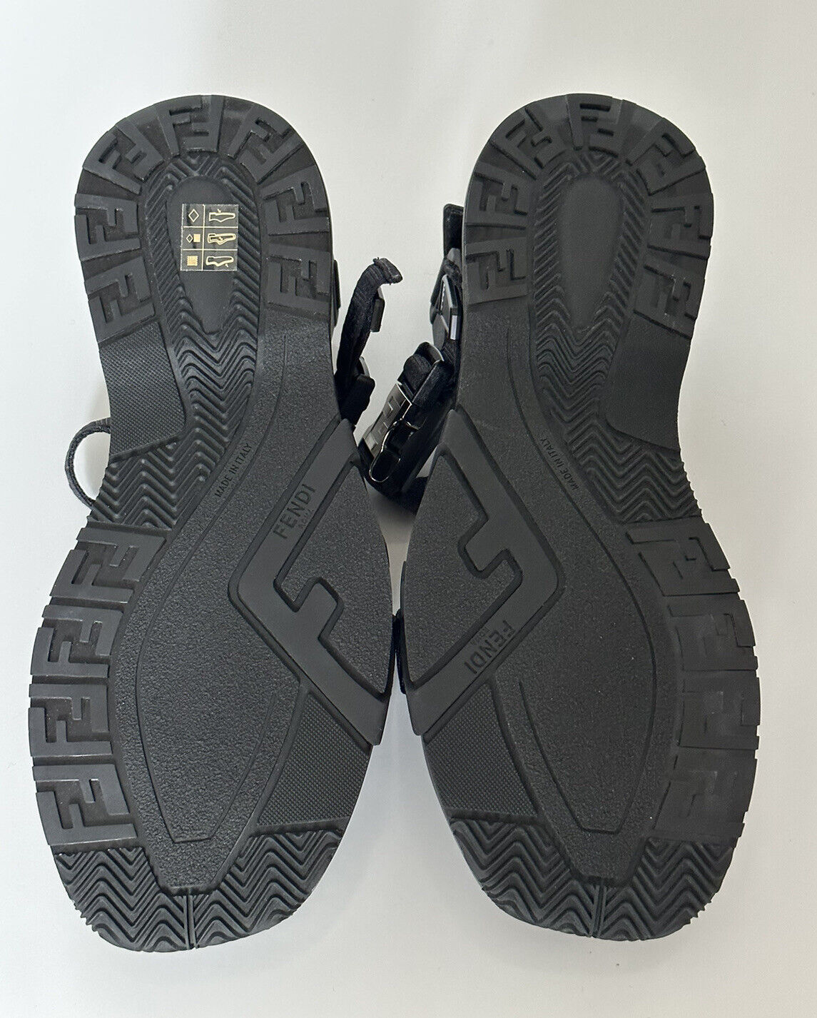 NIB $895 Fendi Men's FF Strapped Black Sandals 12 US/ 11 UK Italy 7X1503