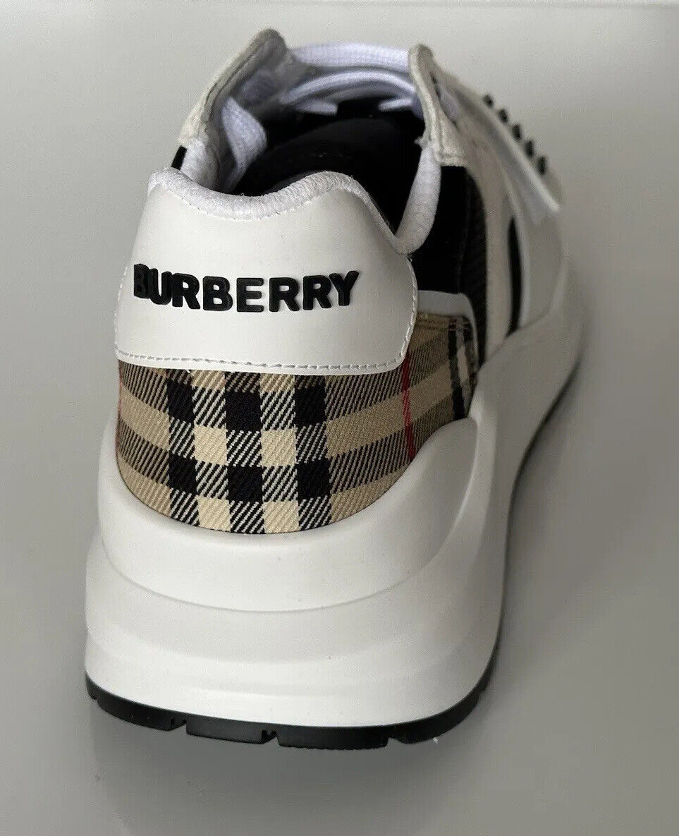 NIB $770 Burberry Men's Ramsey Check Plaid B&W Sneakers 12.5 US (45.5) 8051839
