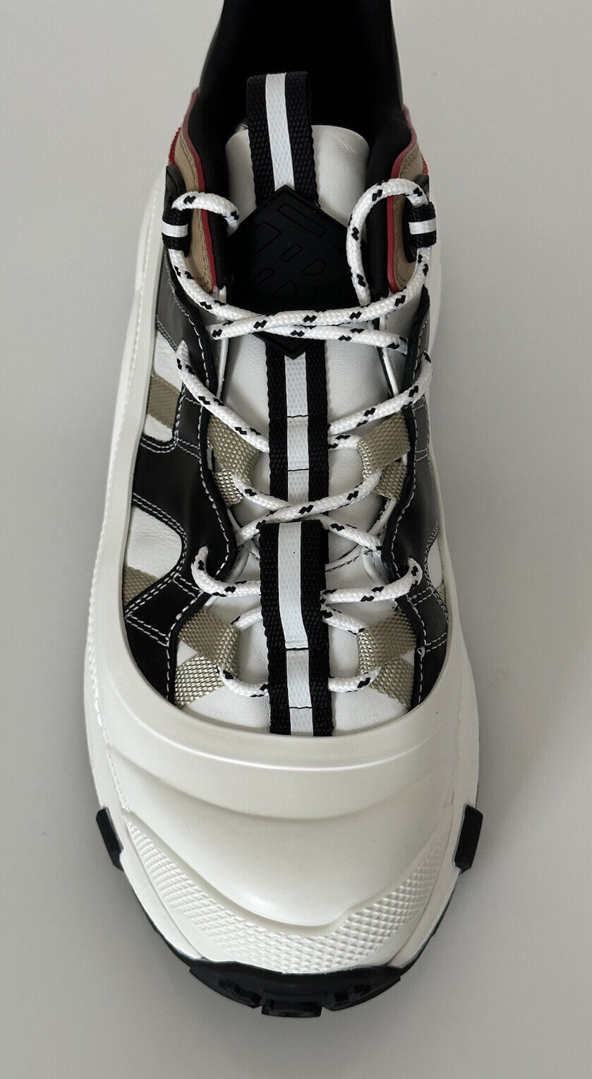 NIB $890 Burberry Arthur Men's White Icon Stripe Sneakers 11 US (44) 8048548 IT