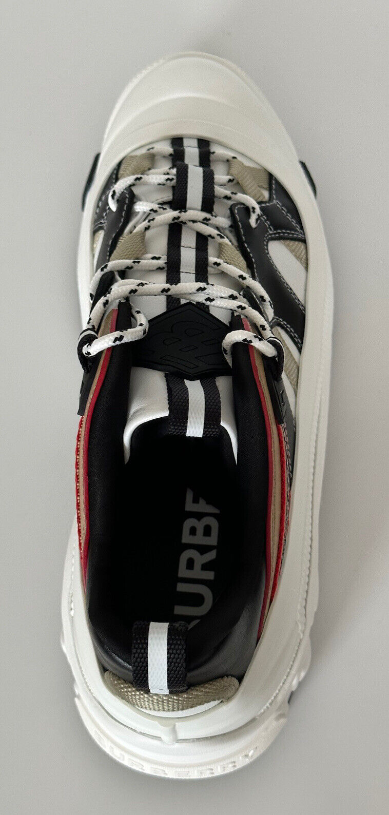 NIB $890 Burberry Arthur Men's White Icon Stripe Sneakers 11 US (44) 8048548 IT