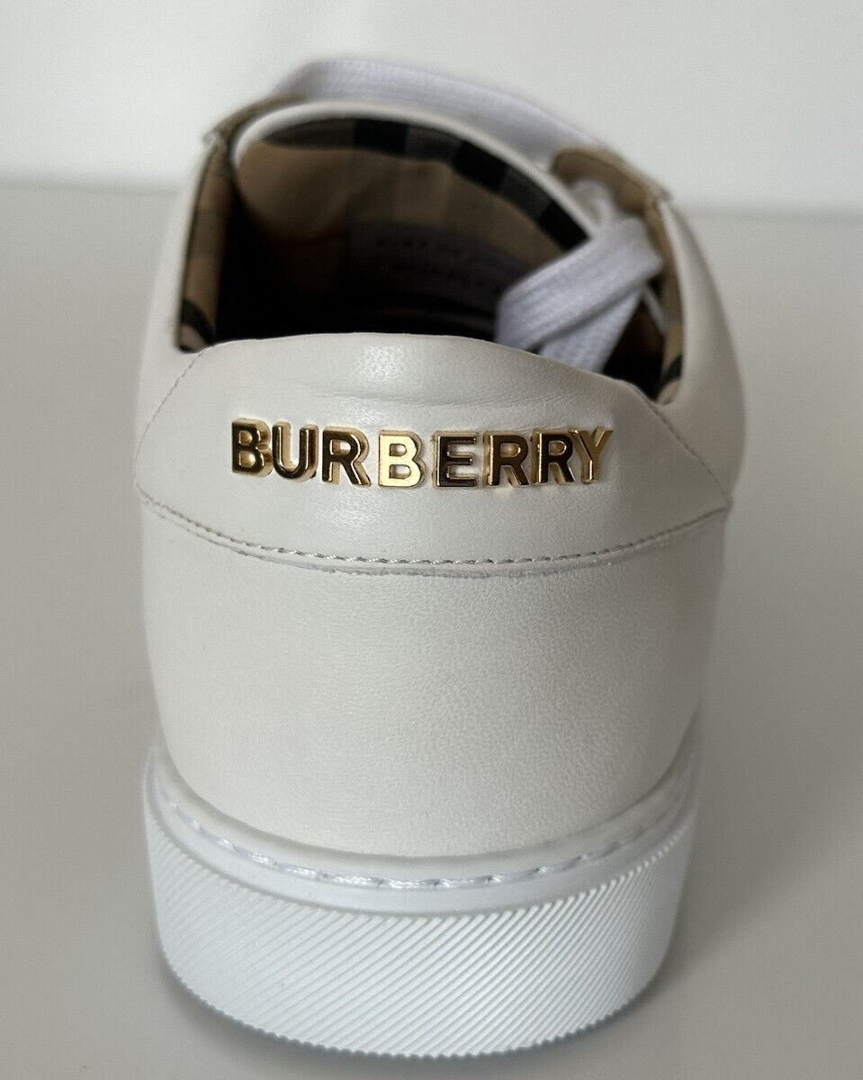 NIB Burberry Weiße Low-Top-Ledersneaker für Damen 9 US (39 Eu) 8043210 Italien 