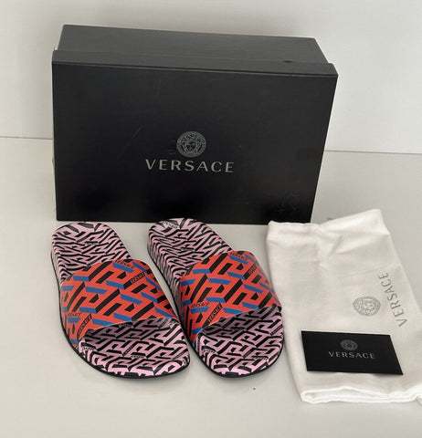 NIB Versace Damen Greca Signature Slides Sandalen 8 US (38 Eu) 1004191 Italien 