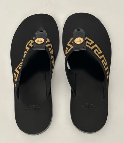 NIB Versace Herren Greca Signature Black Slides Sandalen 10 US (43 Euro) DSU7340 IT 