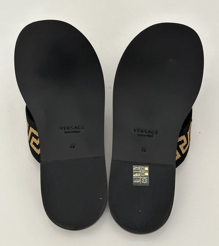 NIB Versace Herren Greca Signature Black Slides Sandalen 10 US (43 Euro) DSU7340 IT 
