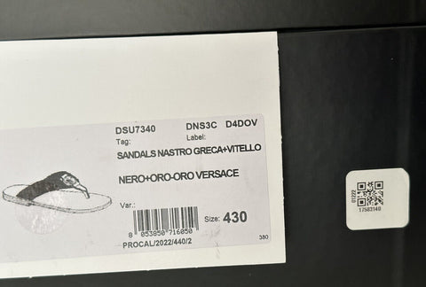 NIB Versace Herren Greca Signature Black Slides Sandalen 10 US (43 Euro) DSU7340 IT 