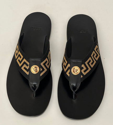 NIB Versace Herren Greca Signature Black Slides Sandalen 10 US (43 Euro) DSU7340 IT 
