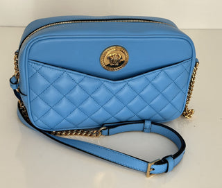 NWT $1275 Versace Стеганая кожаная сумка ягненка, синяя, средняя сумка на плечо 1008828 Италия 
