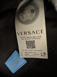 NWT $1275 Versace Стеганая кожаная сумка ягненка, синяя, средняя сумка на плечо 1008828 Италия 