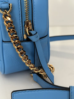 NWT $1275 Versace Стеганая кожаная сумка ягненка, синяя, средняя сумка на плечо 1008828 Италия 