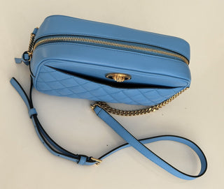 NWT $1275 Versace Стеганая кожаная сумка ягненка, синяя, средняя сумка на плечо 1008828 Италия 