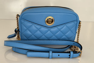 NWT $1195 Versace Маленькая синяя стеганая сумка из кожи ягненка 1008827 Италия 