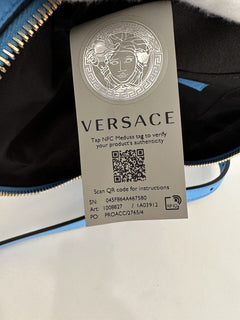 NWT $1195 Versace Маленькая синяя стеганая сумка из кожи ягненка 1008827 Италия 