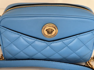 NWT $1195 Versace Маленькая синяя стеганая сумка из кожи ягненка 1008827 Италия 