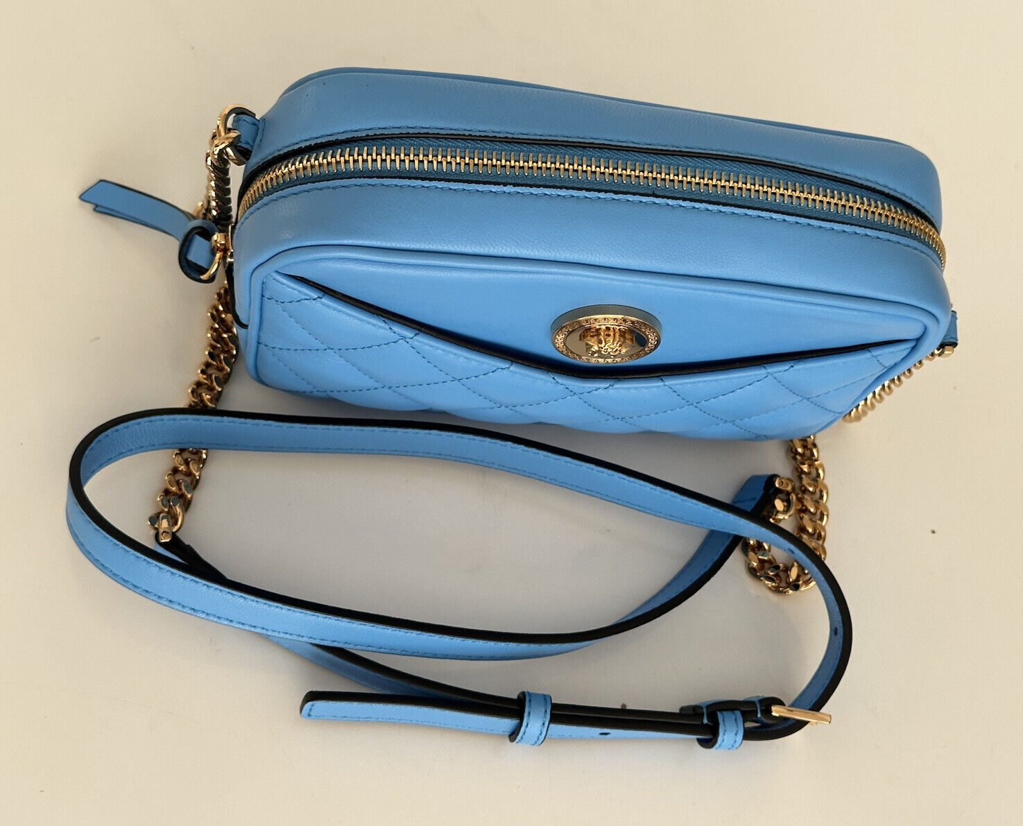 NWT $1195 Versace Маленькая синяя стеганая сумка из кожи ягненка 1008827 Италия 