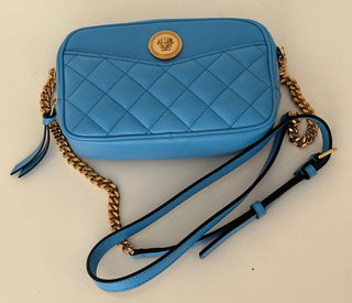 NWT $1195 Versace Маленькая синяя стеганая сумка из кожи ягненка 1008827 Италия 