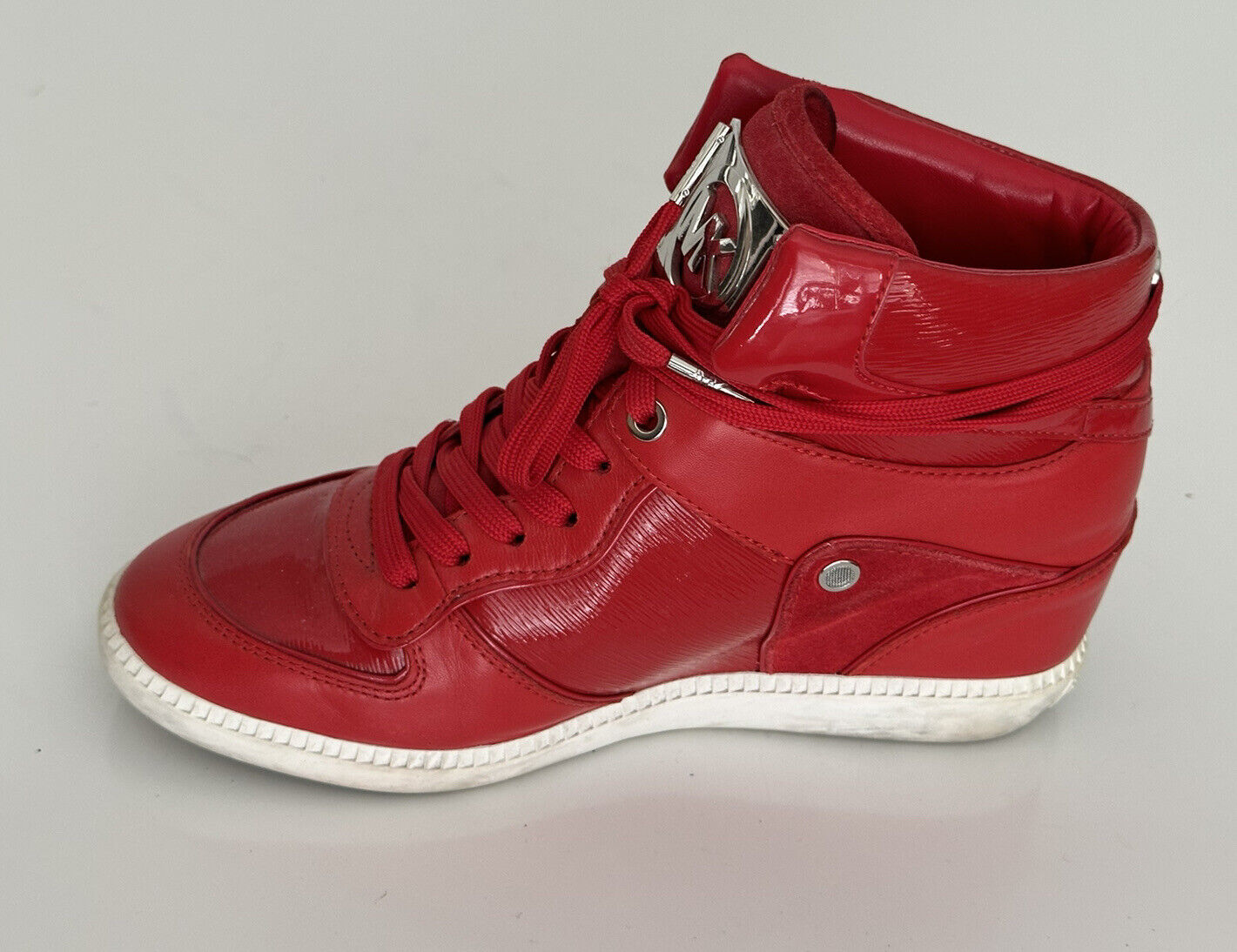 Michael Kors Nikko High Top Leather Sneakers Red Size 8 US (38.5 Euro)