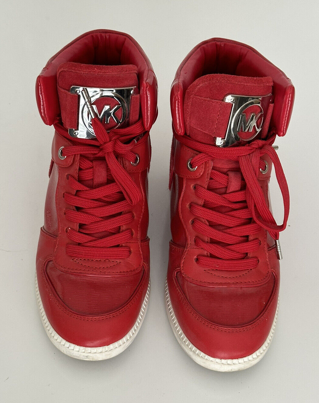 Michael Kors Nikko High Top Leather Sneakers Red Size 8 US (38.5 Euro)