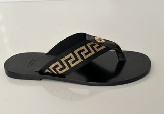 NIB Versace Мужские черные шлепанцы Greca Signature 11 США (44 евро) DSU7340 IT 