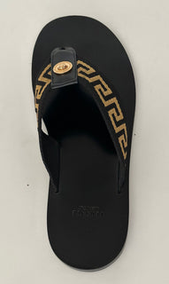 NIB Versace Мужские черные шлепанцы Greca Signature 11 США (44 евро) DSU7340 IT 
