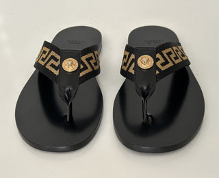 NIB Versace Мужские черные шлепанцы Greca Signature 12 США (45 евро) DSU7340 IT 