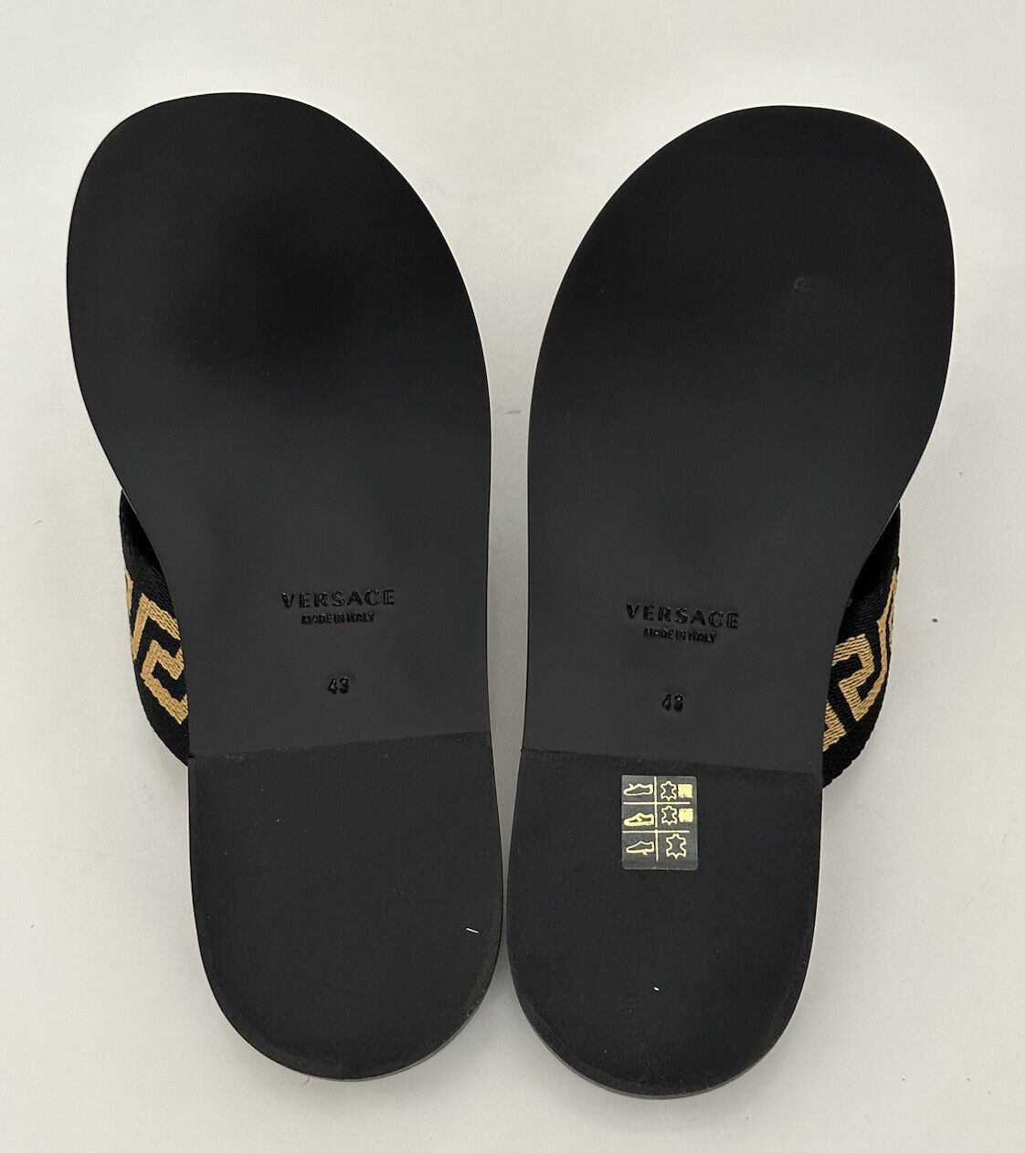 NIB Versace Mens Greca Signature Black Slides Sandals 13 US (46 Euro) DSU7340 IT