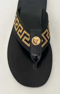 NIB Versace Мужские черные шлепанцы Greca Signature 13 США (46 евро) DSU7340 IT 