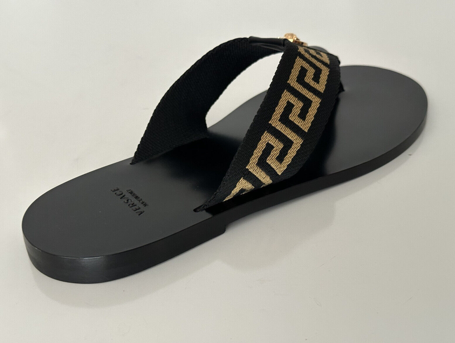 NIB Versace Mens Greca Signature Black Slides Sandals 13 US (46 Euro) DSU7340 IT