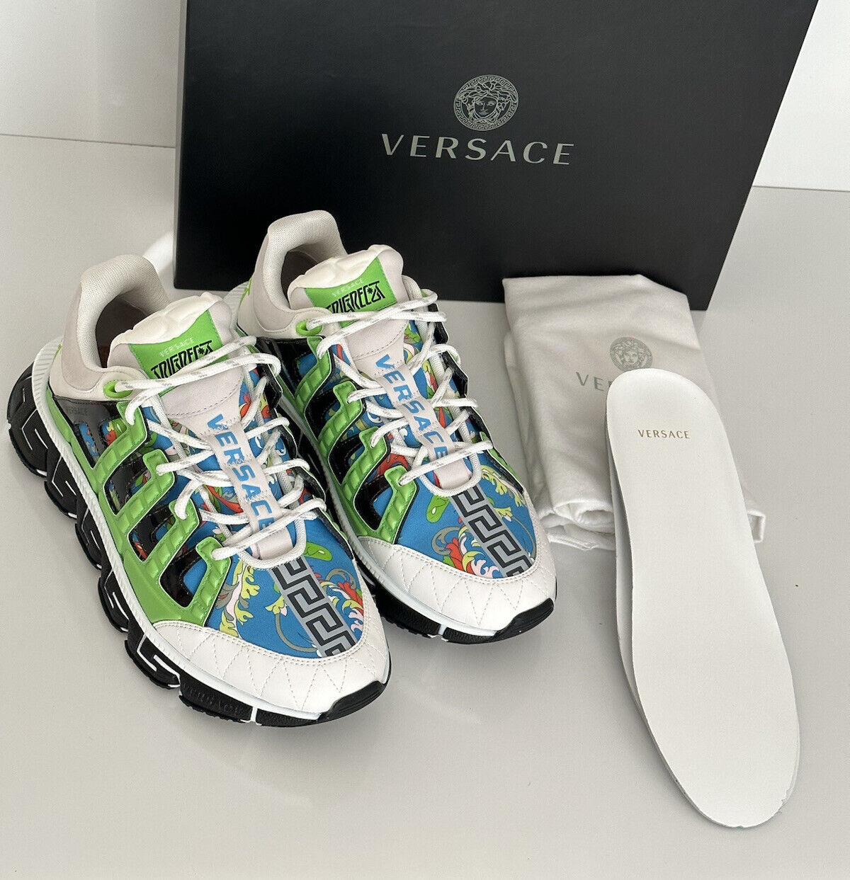 NIB Versace Men's Baroque Chain Reaction Sneakers Multicolor 12.5 (45.5) DSU8094